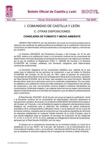 Boletín Oficial de Castilla y León I COMUNIDAD DE CASTILLA Y LEÓN