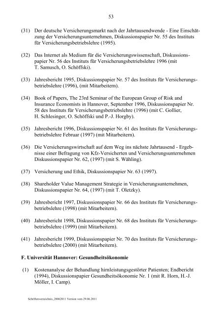 Publikationen - Institut für Versicherungsbetriebslehre - Leibniz ...