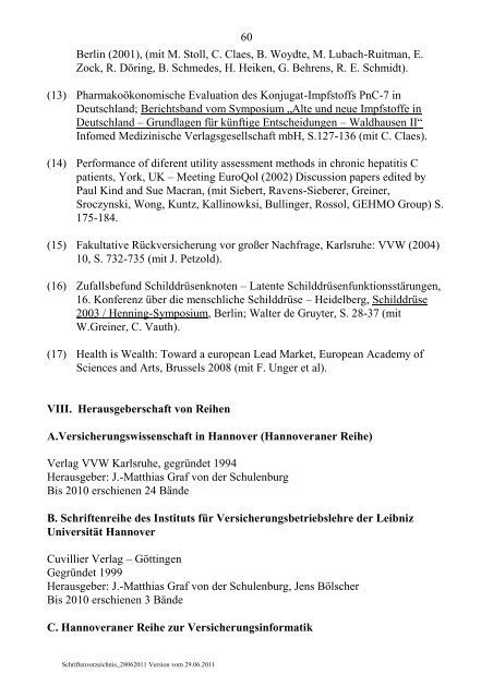 Publikationen - Institut für Versicherungsbetriebslehre - Leibniz ...