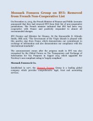 Mossack Fonseca Group on BVI: Removed from French Non-Cooperative List