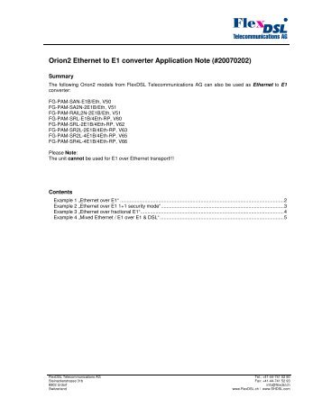 Orion2 Ethernet to E1 converter Application Note (#20070202)