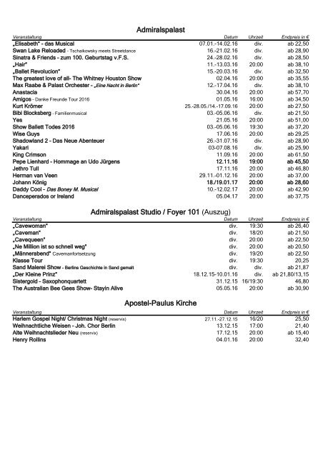 Veranstaltungen ab Jan16