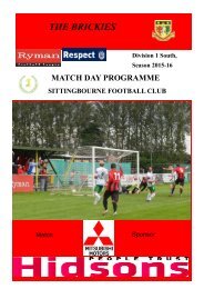 Sittingbourne v Ramsgate Match day programme 28th December 2015