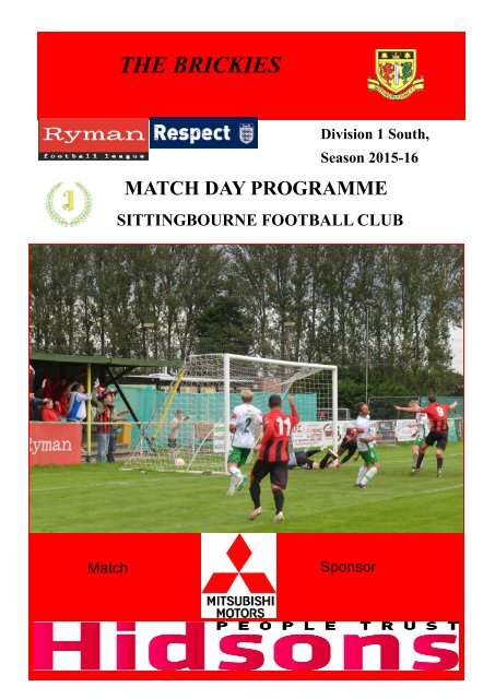 Sittingbourne v Ramsgate Match day programme 28th December 2015