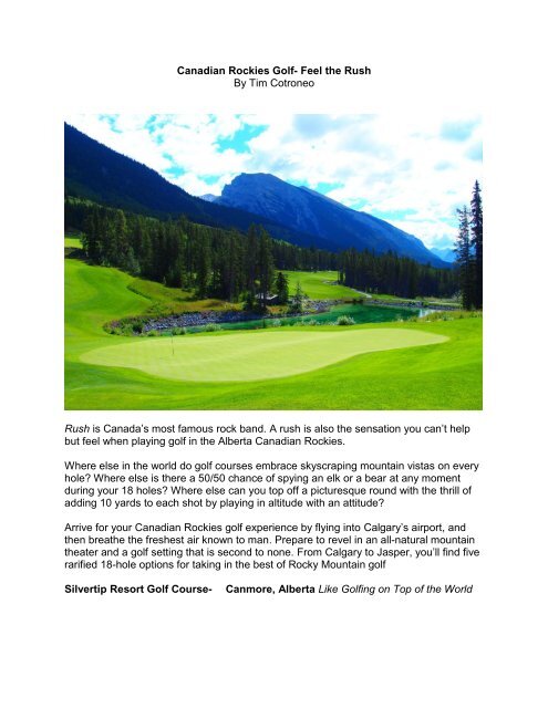 Canadian Rockies Golf   Feel the Rush