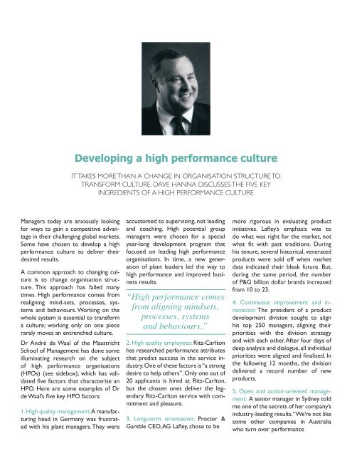 3 Developing A High Performance Culture