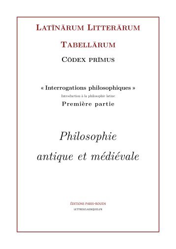 Philosophie antique et médiévale