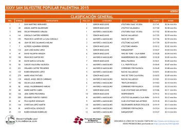 XXXV SAN SILVESTRE POPULAR PALENTINA 2015 CLASIFICACIÓN GENERAL