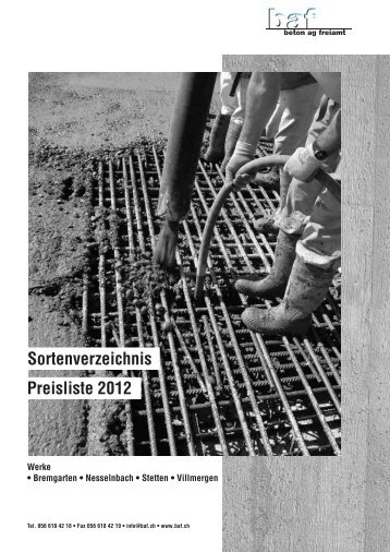 Sortenverzeichnis Preisliste 2012