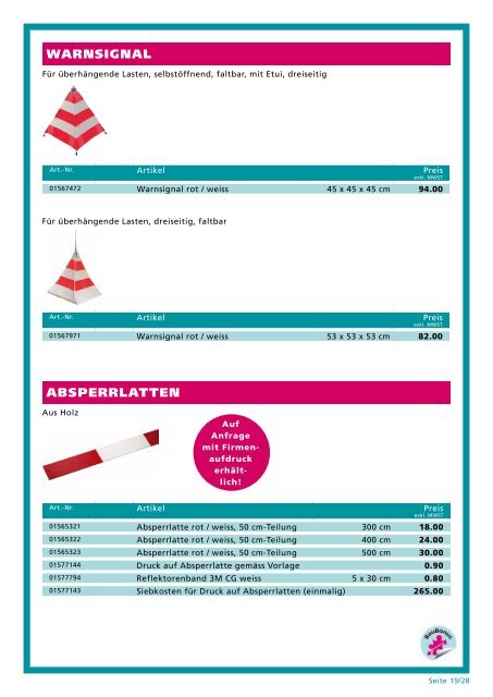 SIGNALISATIONEN/ ABSPERRUNGEN - BauBedarf