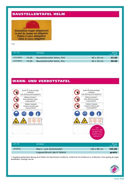 SIGNALISATIONEN/ ABSPERRUNGEN - BauBedarf