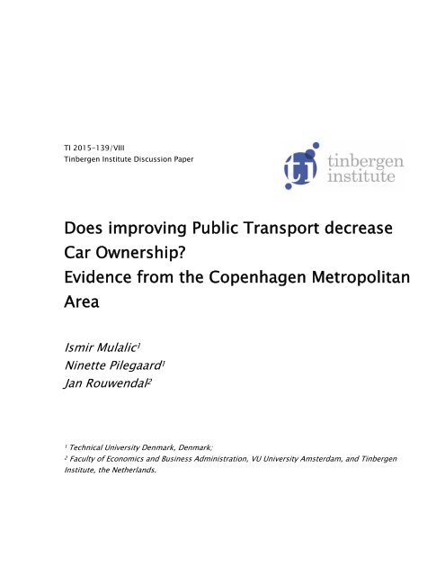 Car Ownership? Evidence from the Copenhagen Metropolitan Area