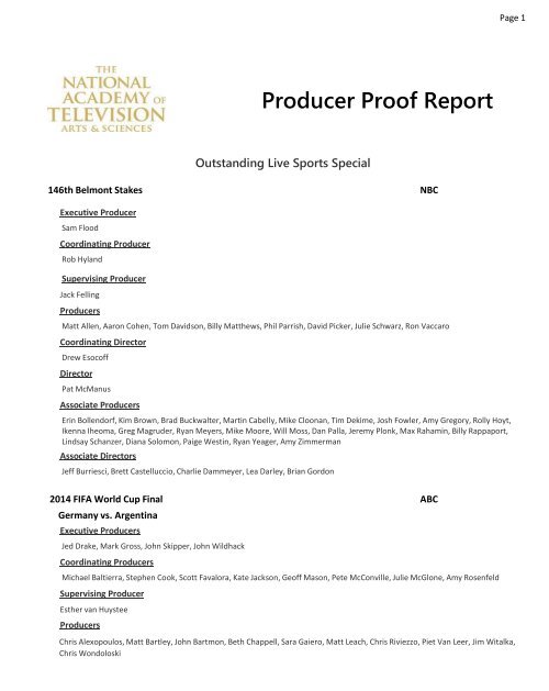 Producer Proof Report