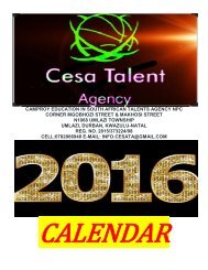 Cesa Talents Agency NPC 2016 Calendar