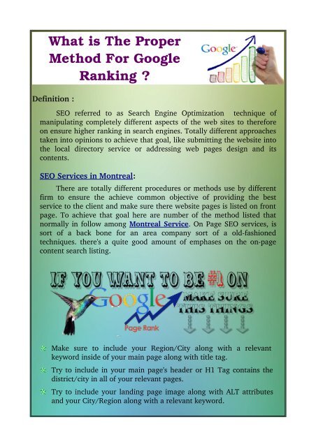 What is The Proper Method For Google Ranking ?