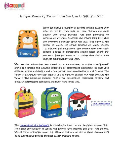 childrens personalised backpacks