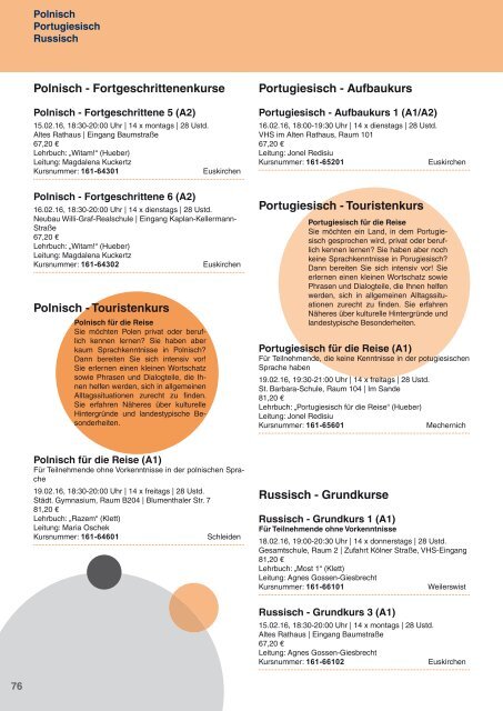 Programm VHS Kreis Euskirchen Jan.-Juli