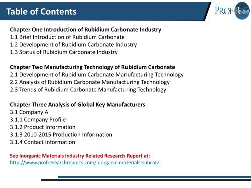 Rubidium Carbonate Industry, 2015 Market Research Report