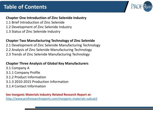 Zinc Selenide Industry, 2015 Market Research Report