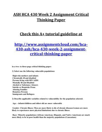 Assignment 2 critical thinking paper
