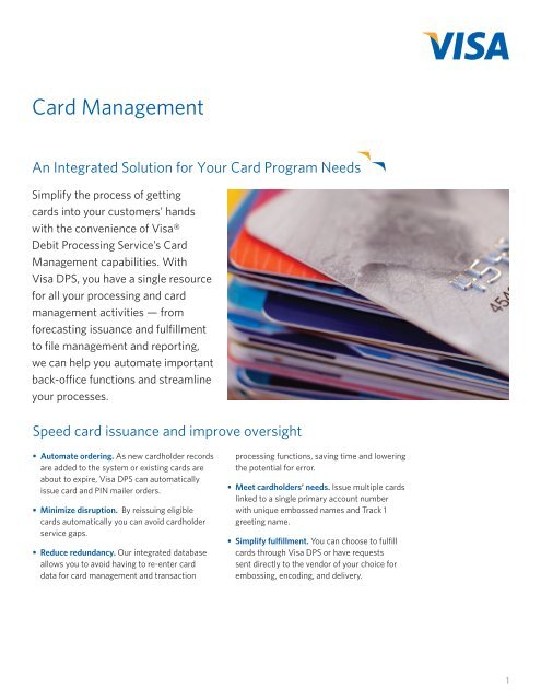 Card Management Product Profile - Visa DPS