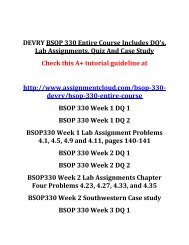 DEVRY BSOP 330 Entire Course Includes DQ