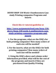 DEVRY BSOP 330 Week 4 Southwestern Case study Printing companies Programs and Inserts