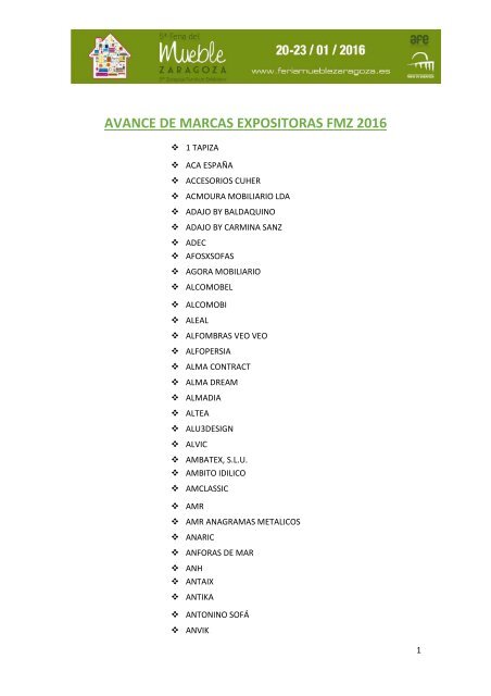 AVANCE DE MARCAS EXPOSITORAS FMZ 2016