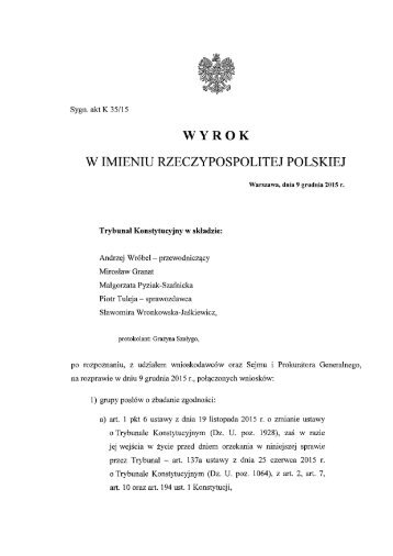 WYROK W IMIENIU RZECZYPOSPOLITEJ POLSKIEJ