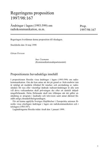 Regeringens proposition 1997/98:167