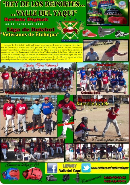 9na. Edición LIEBAVY -Liga de Veteranos de Etchojoa 03-Enero-2015