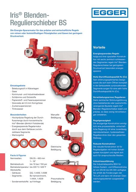 Iris® Blenden-Regulierschieber von Egger - Der Energiesparschieber für wirtschaftliches und präzises Regeln