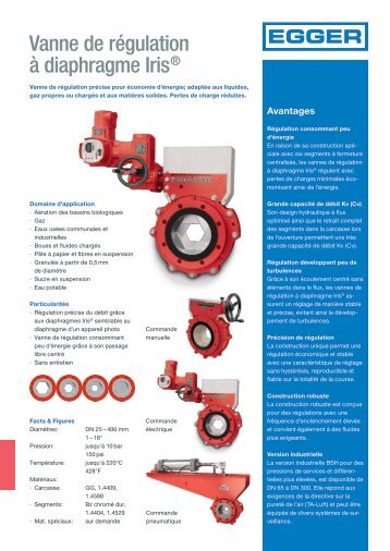 Vanne de régulation Iris® à diaphragme de Egger - Pour un contrôle de débit précis à perte de charge réduite