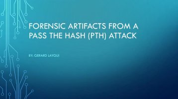 FORENSIC ARTIFACTS FROM A PASS THE HASH (PTH) ATTACK