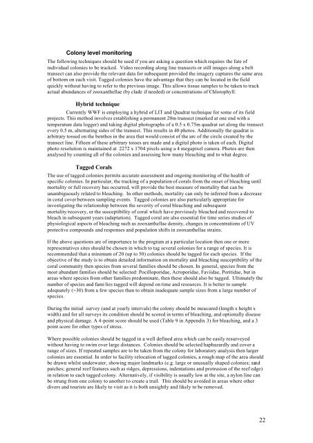 Oliver et al (2004) Monitoring bleaching