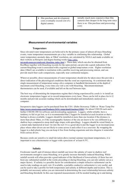 Oliver et al (2004) Monitoring bleaching