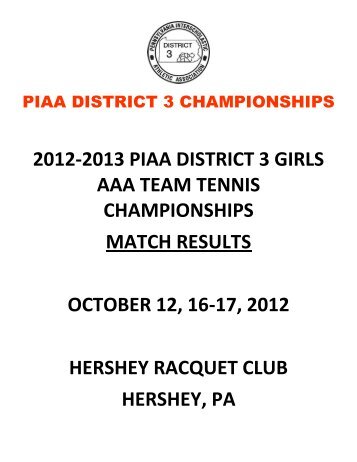 CLASS AAA TEAM MATCH RESULTS - PIAA District 3