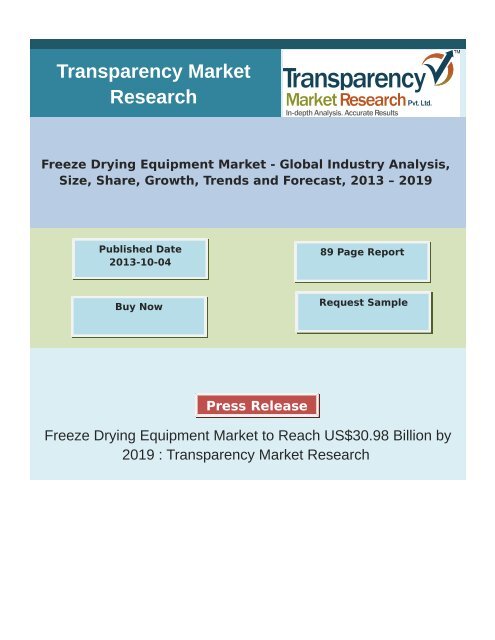 Freeze Drying Equipment Market