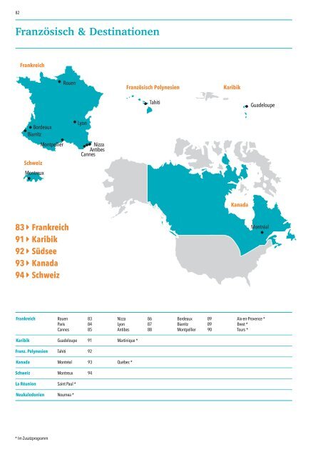 82 Franzöisch Destinationen