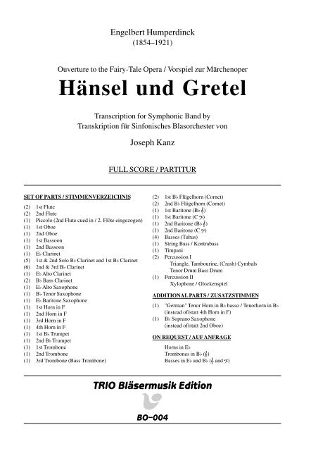 Vorspiel zu "Hänsel und Gretel" - Demopartitur (BO-004)