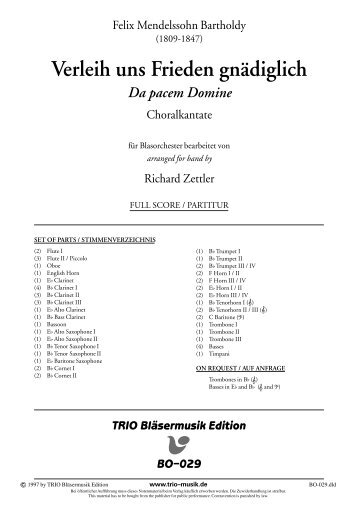 Verleih uns Frieden gnädiglich - Demopartitur (BO-029)