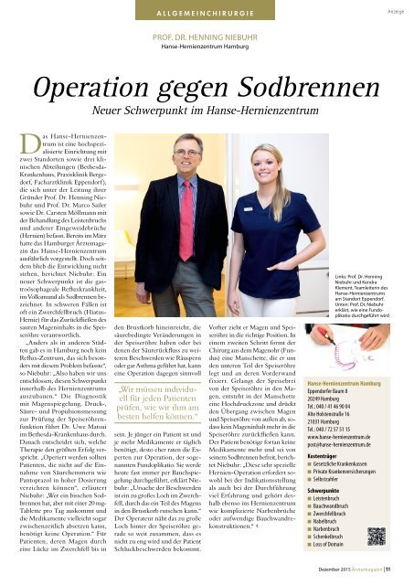 Ärztemagazin Hamburg Ausgabe Dezember 2015
