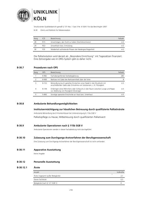 Strukturierter Qualitätsbericht - Uniklinik Köln