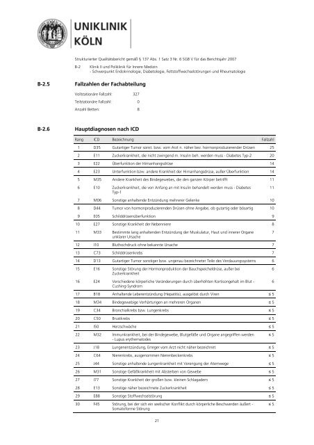 Strukturierter Qualitätsbericht - Uniklinik Köln