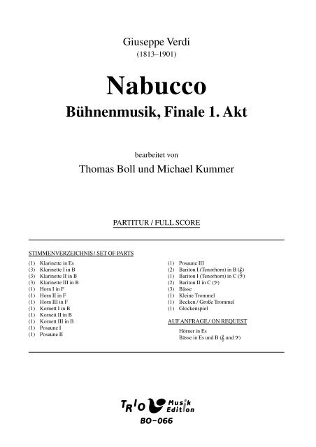 Nabucco: Bühnenmusik Finale 1. Akt - Demopartitur (BO-066)