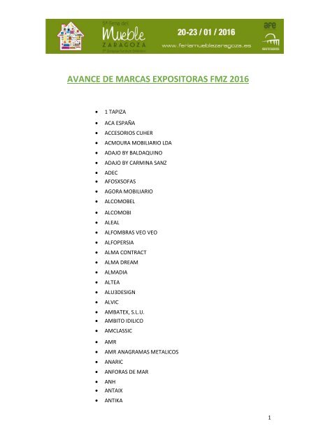 AVANCE DE MARCAS EXPOSITORAS FMZ 2016