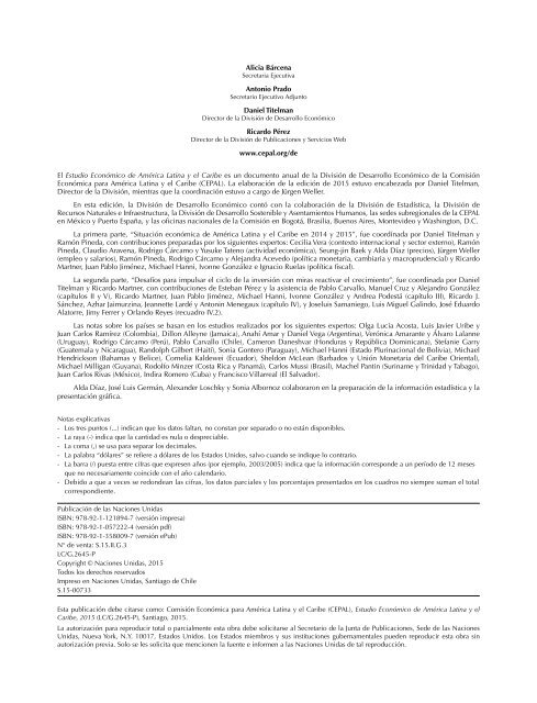 Estudio Económico de América Latina y el Caribe 2015: desafíos para impulsar el ciclo de inversión con miras a reactivar el crecimiento