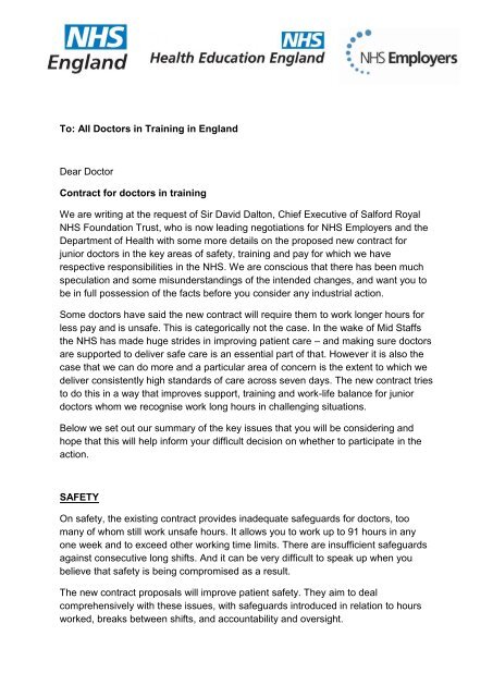 Junior Doctors Letter 07 01 16 Final