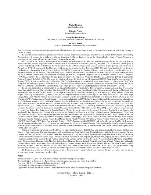 La sostenibilidad del desarrollo a 20 años de la cumbre para la tierra: avances, brechas y lineamientos estratégicos para América Latina y el Caribe