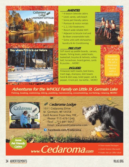 Vilas County Visitor Guide - 2016